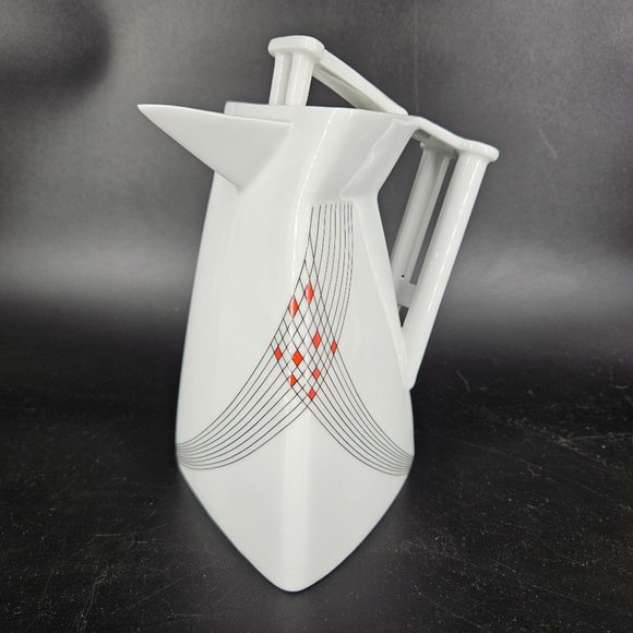 Vintage Atelier JM Lasov Delta Pyramid Czech Tea Coffee Pot Jug Carafe Lid 7.50" - Picture 1 of 15